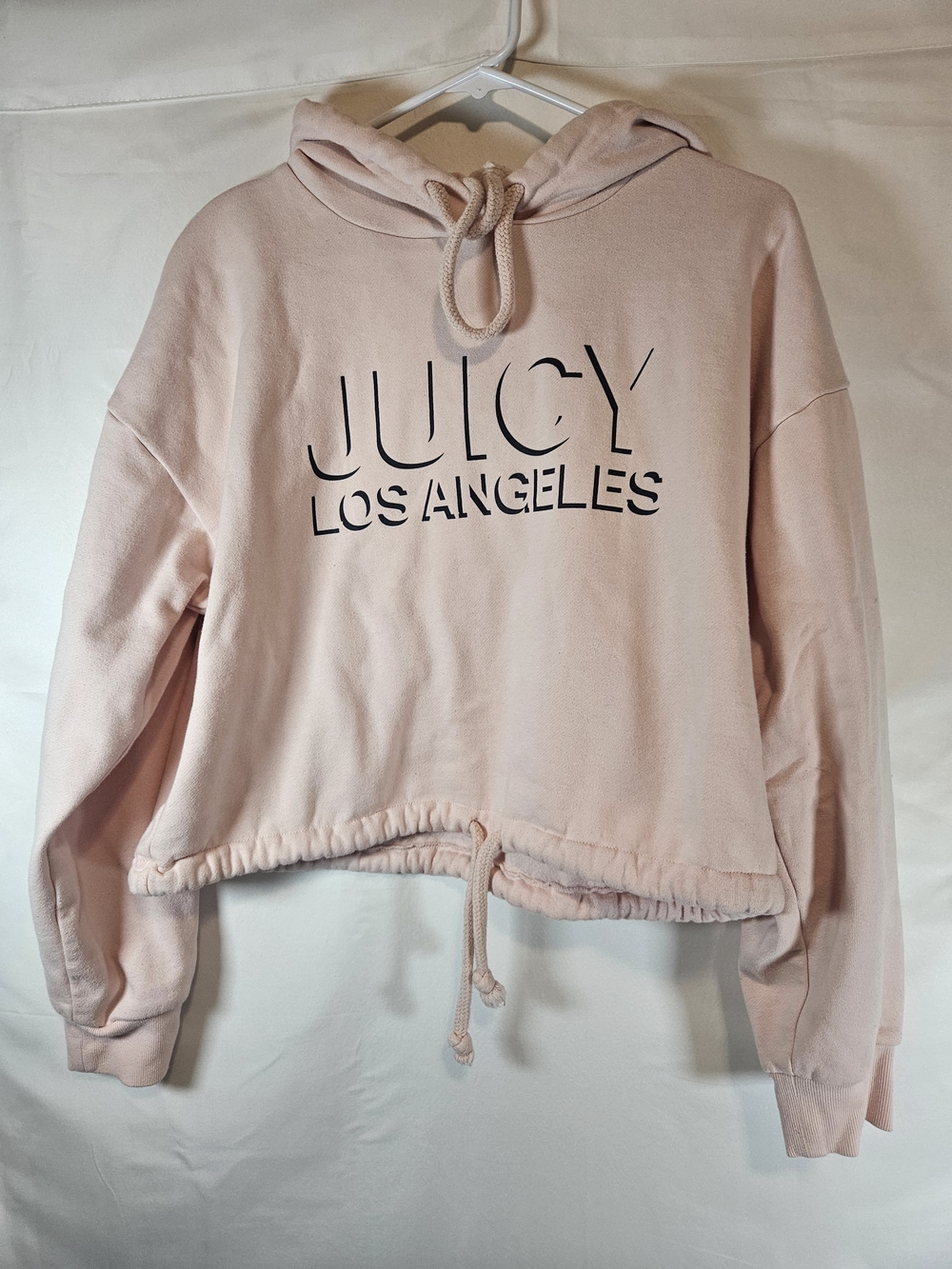 Juicy Couture Blush Pink Cropped Hoodie with Drawcord